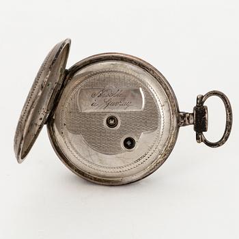 TWO POCKET WATCHES WITH STANDS.