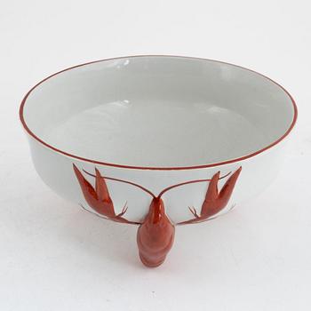 A creamware crayfish bowl, Rörstrand. Twelve side plates, Gustafsberg, early 20th Century.