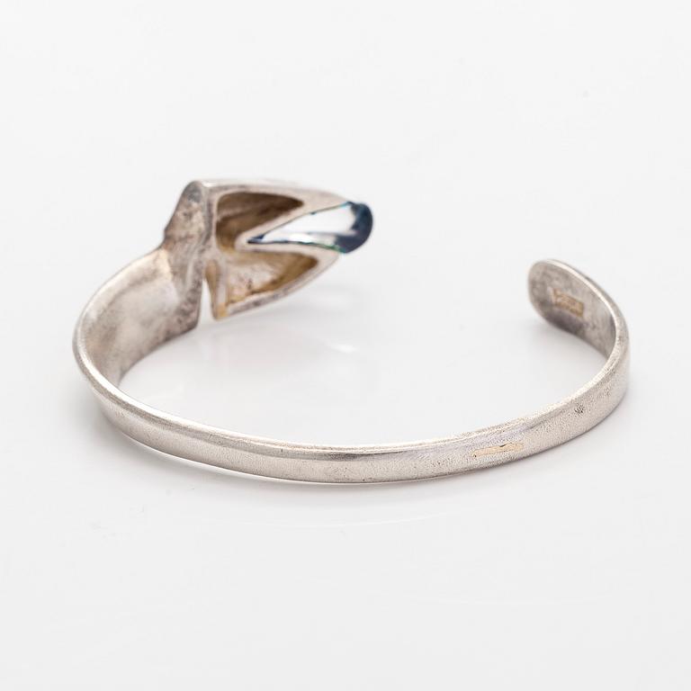 Björn Weckström, a sterling silver and acrylic 'Salamander' bracelet. Lapponia 1975.