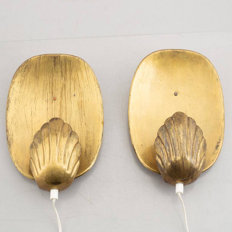 Lars Holmström, a pair of brass wall lights, Arvika, Sweden, 1940's/50's.