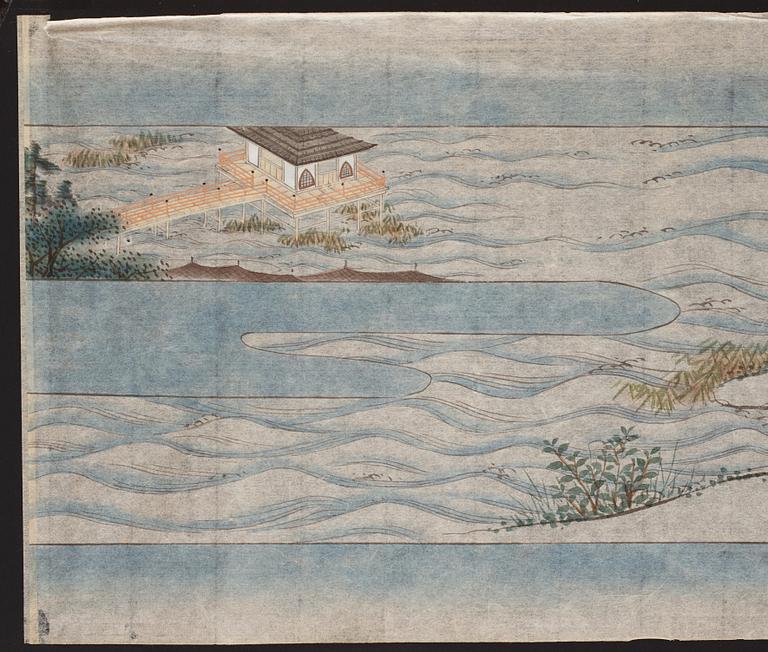 A set of four Japanese paintings by anonymous artist, Japan, 19th Century.