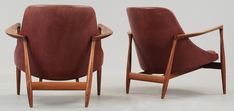 A pair of Ib Kofod Larsen 'Elisabeth' easy chairs, Christensen & Larsen, 1950's-60's.