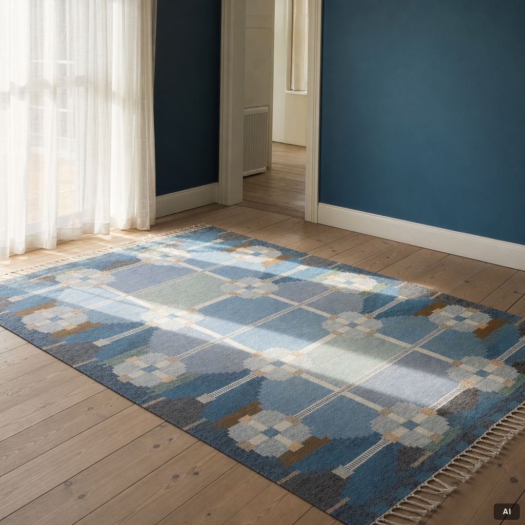 Ingegerd Silow, Rug “Dellen”, rölakan, approx. 283 x 193 cm, signed IS.