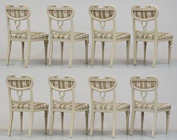 A Swedish early 19th century eleven piece suite comprising 1 sofa, 2 armchairs and 8 chairs, by J. Andersson.