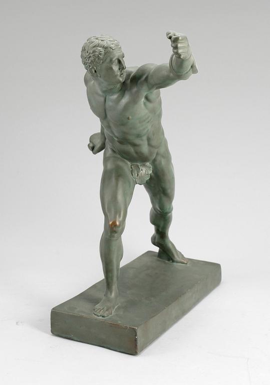 SKULPTUR, bronserad gips, "Den Borghesiske kämpen", 1900-tal.