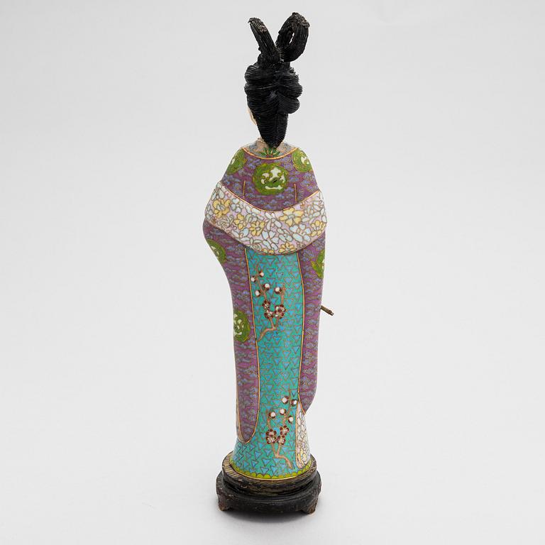 Figurin, cloisonnéemalj, Kina, 1900-tal.