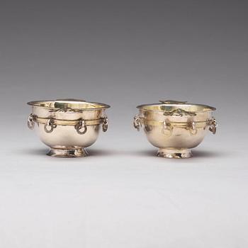 A matched pair of Swedish 18th century parcel-gilt silver brandy-bowls, mark of Johan Westerberg, Piteå (-1807-1829).