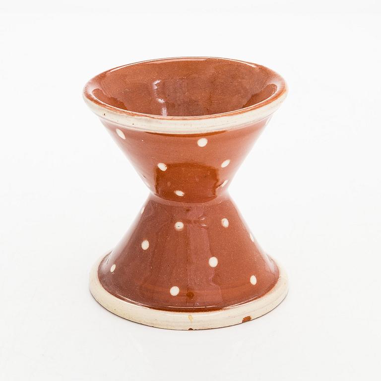 Marita Lybeck, candlestick, red clay, signed ML.