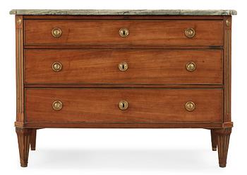 375. A late Gustavian late 18th century commode, the marble top  signed "Haupt No 3". The top not original to commode.