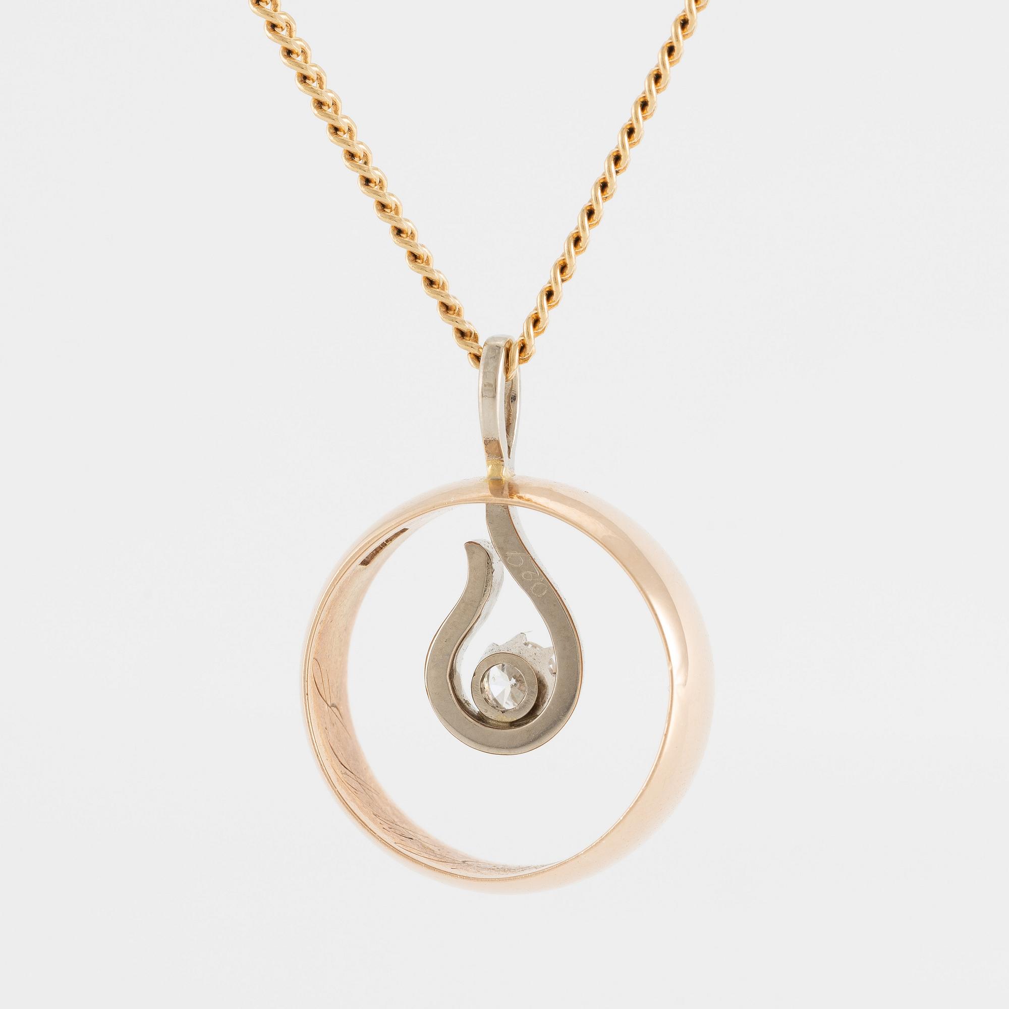 Pendant, 18K gold with brilliant-cut diamond.