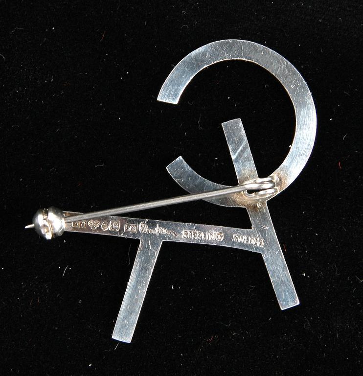 MONOGRAMBROSCH, silver, Wiven Nilsson, Lund, 1950/60-tal.