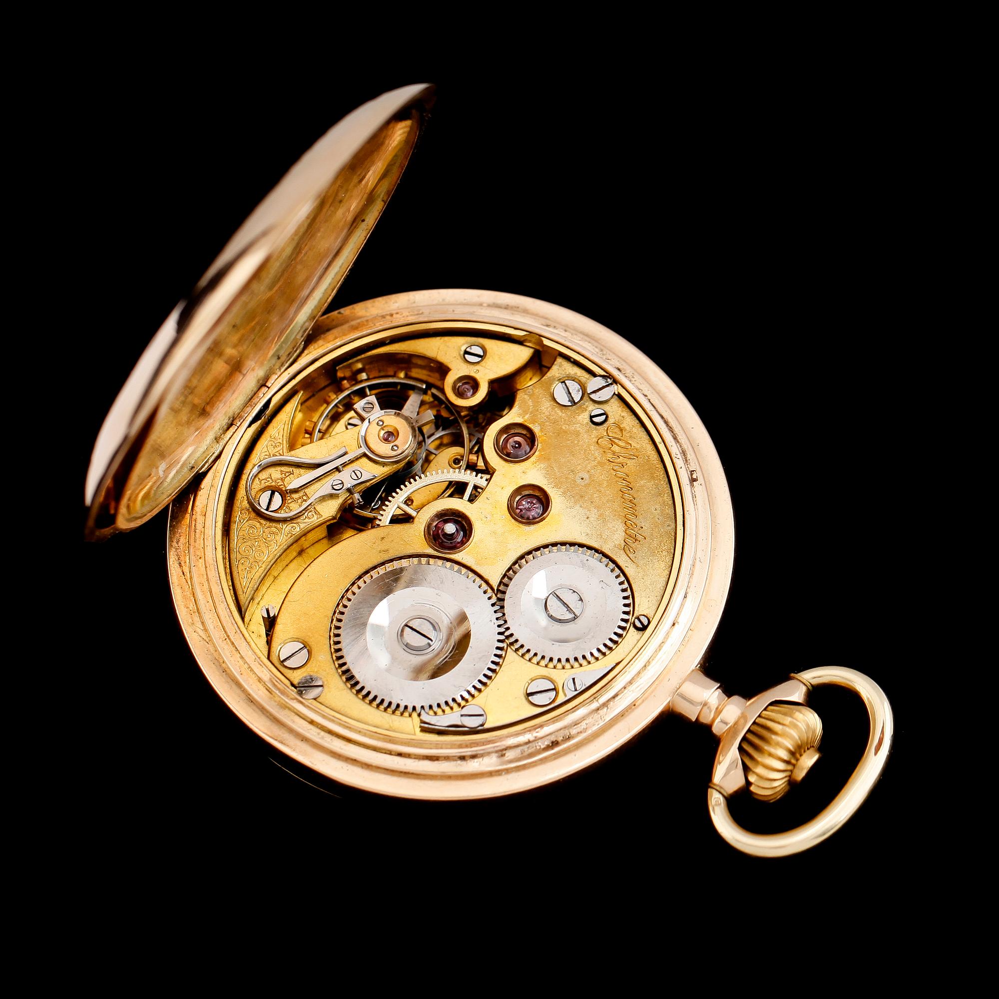 FICKUR, 14K guld, savonett, märkt Chronometre, 1900-talets första hälft.