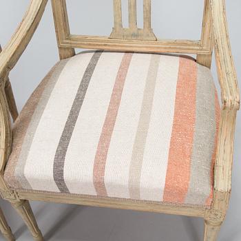 A pair of Swedish Gustavian armchairs, early 19th century.