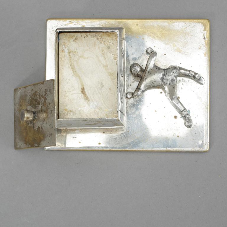 MANSCHETTKNAPPSASK, nysilver, Eskilstuna, 1900-tal.