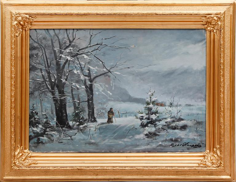 OKÄND KONSTNÄR, olja på duk, signerad A van Haagen, 1900-talets förta hälft.