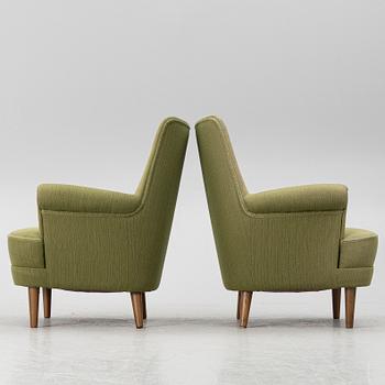Carl Malmsten, a pair of 'Hemmakväll' armchairs, O.H.Sjögren, Sweden, 1980's.