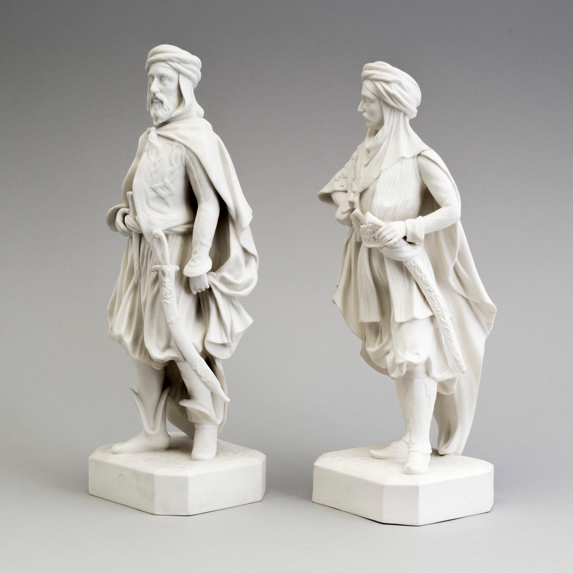A PAIR OF PARIAN FIGURES, Gustafsberg, 1860/70.
