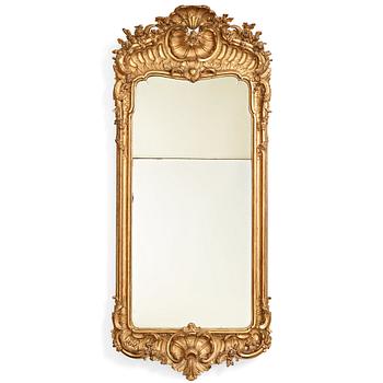 97. A Swedish Rococo mid 18th century mirror.