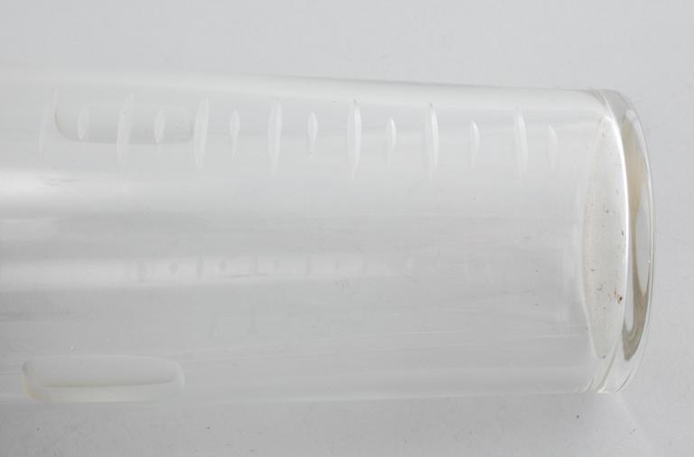 Cocktail jug and stirrer in glass and silver by Anton Michelsen, Denmark, mid/third quarter of the 20th century.