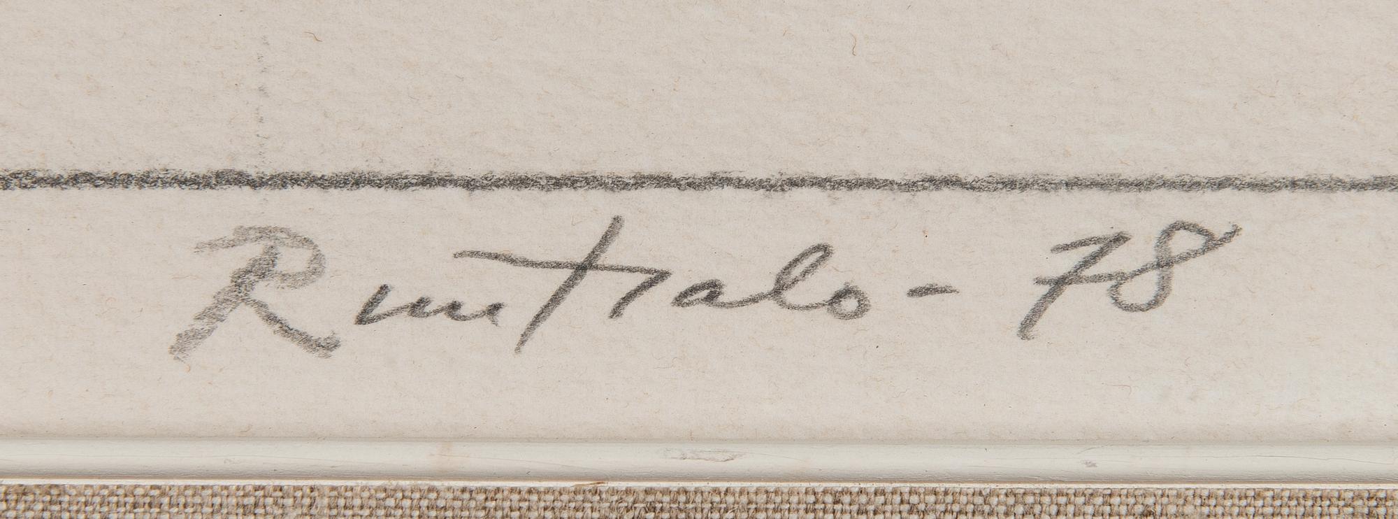 EINO RUUTSALO, teckning, blyertspenna och gouache, signerad och daterad -78.