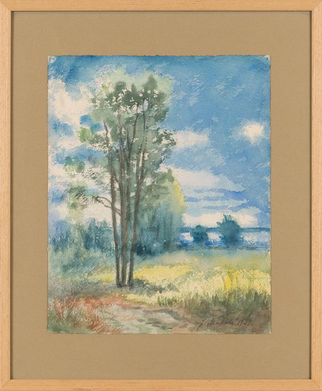 Juho Mäkelä, akvarell, signerad och daterad 1939.