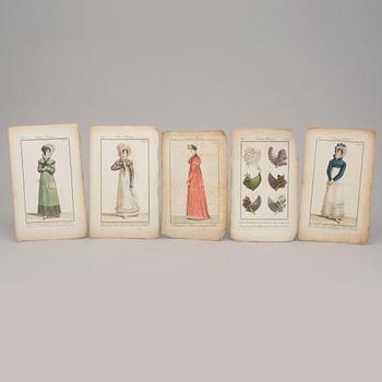 A SET OF 26 HAND COLOURED FASHION ILLUSTRATIONS, early 19th century.