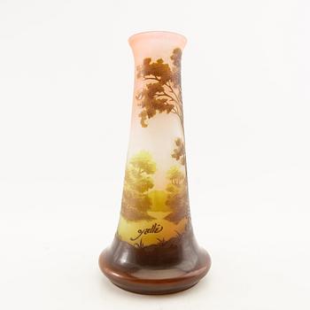 Emile Gallé, vase, glass, Art Nouveau early 20th century, Nancy, France.