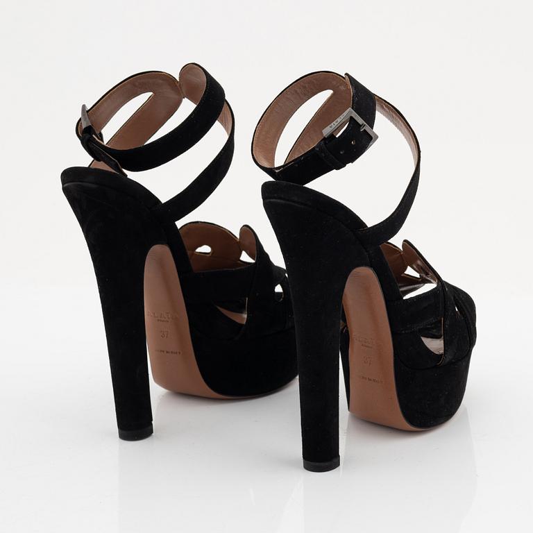 Alaïa, a pair of black suede sandals, size 37.