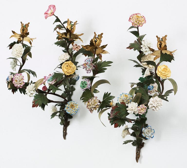 A pair of Louis XV 18th century two-light wall-lights.
