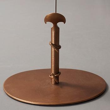 Tore Ahlsén, a bronze and white metal floor lamp, 'Napoleon on the Nile', probably executed by NK, 1940's.