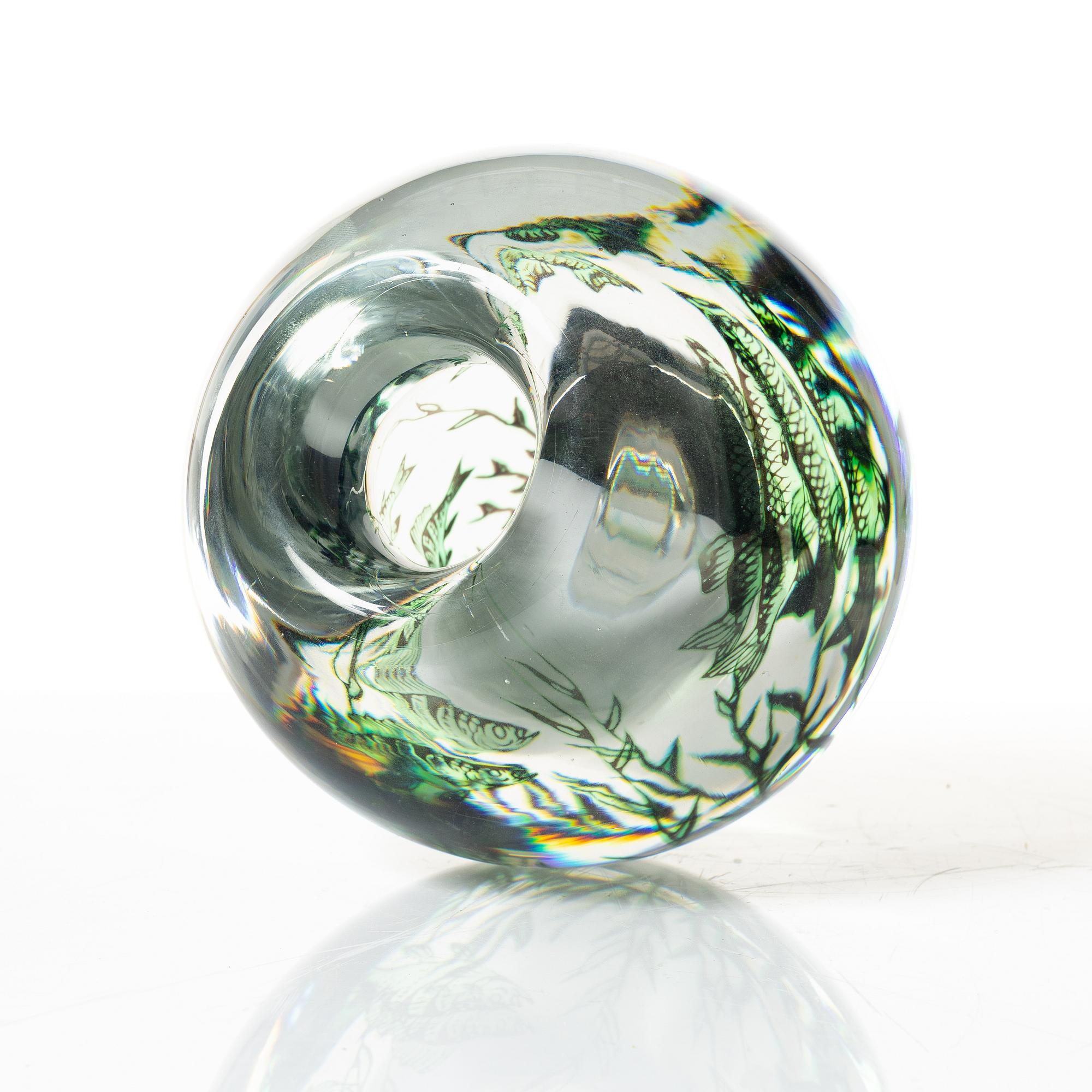 Edward Hald, vase, glass fish bowl, 1945.