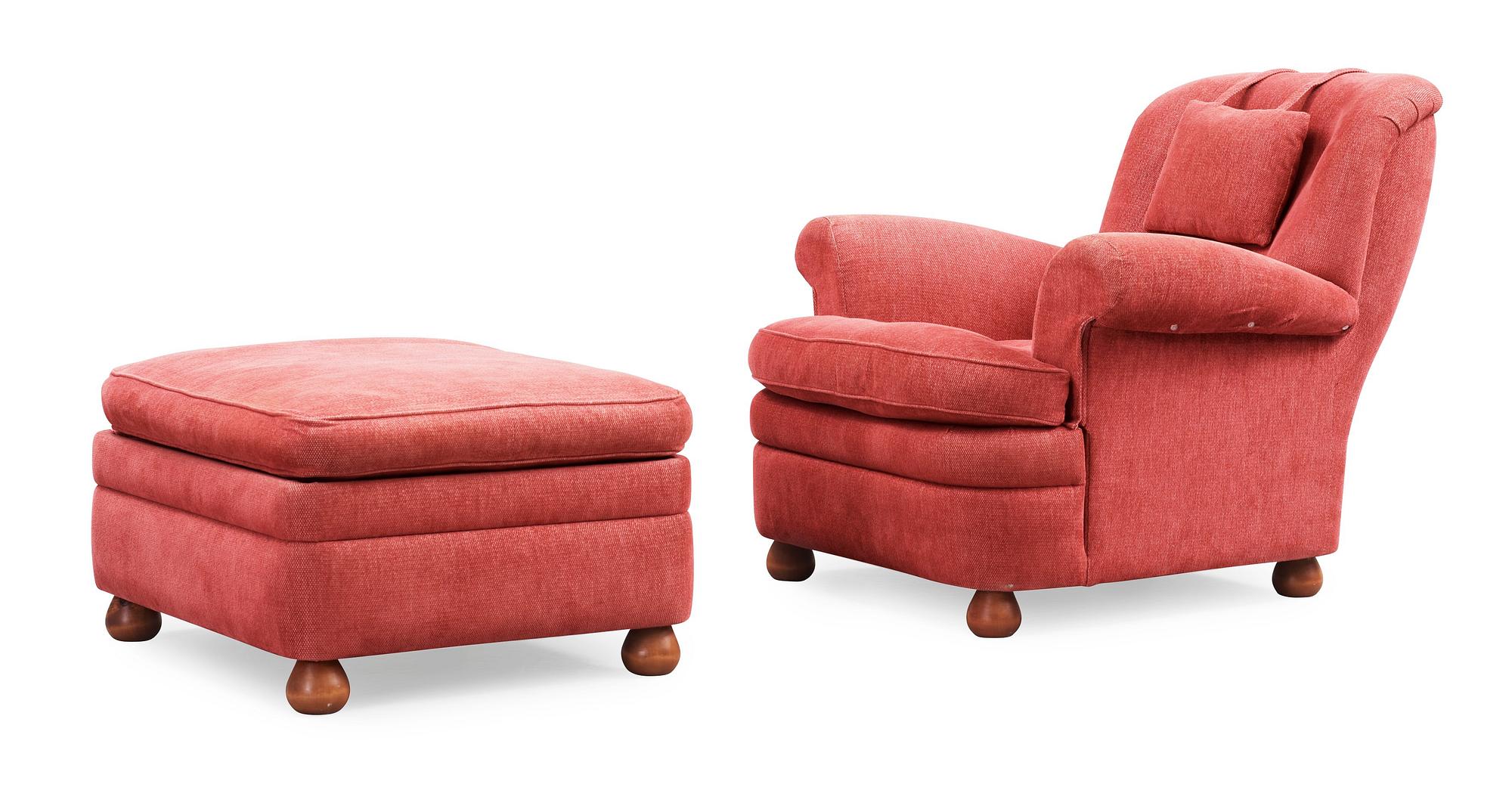 FÅTÖLJ med FOTPALL, modell 336, Josef Frank, Firma Svenskt Tenn,