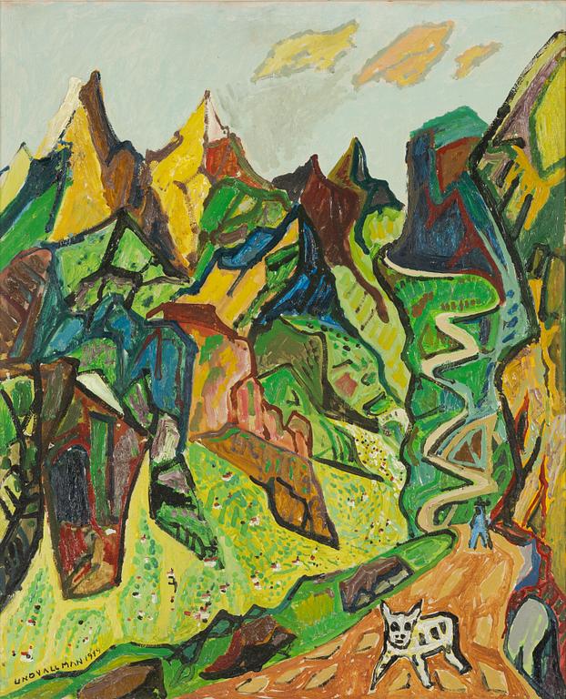 Uno Vallman, Alpine Landscape with Cow.