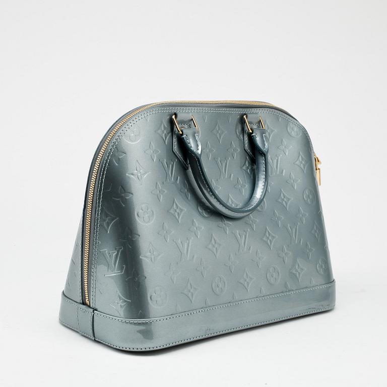 LOUIS VUITTON, a blue vernis top handle bag, "Alma".