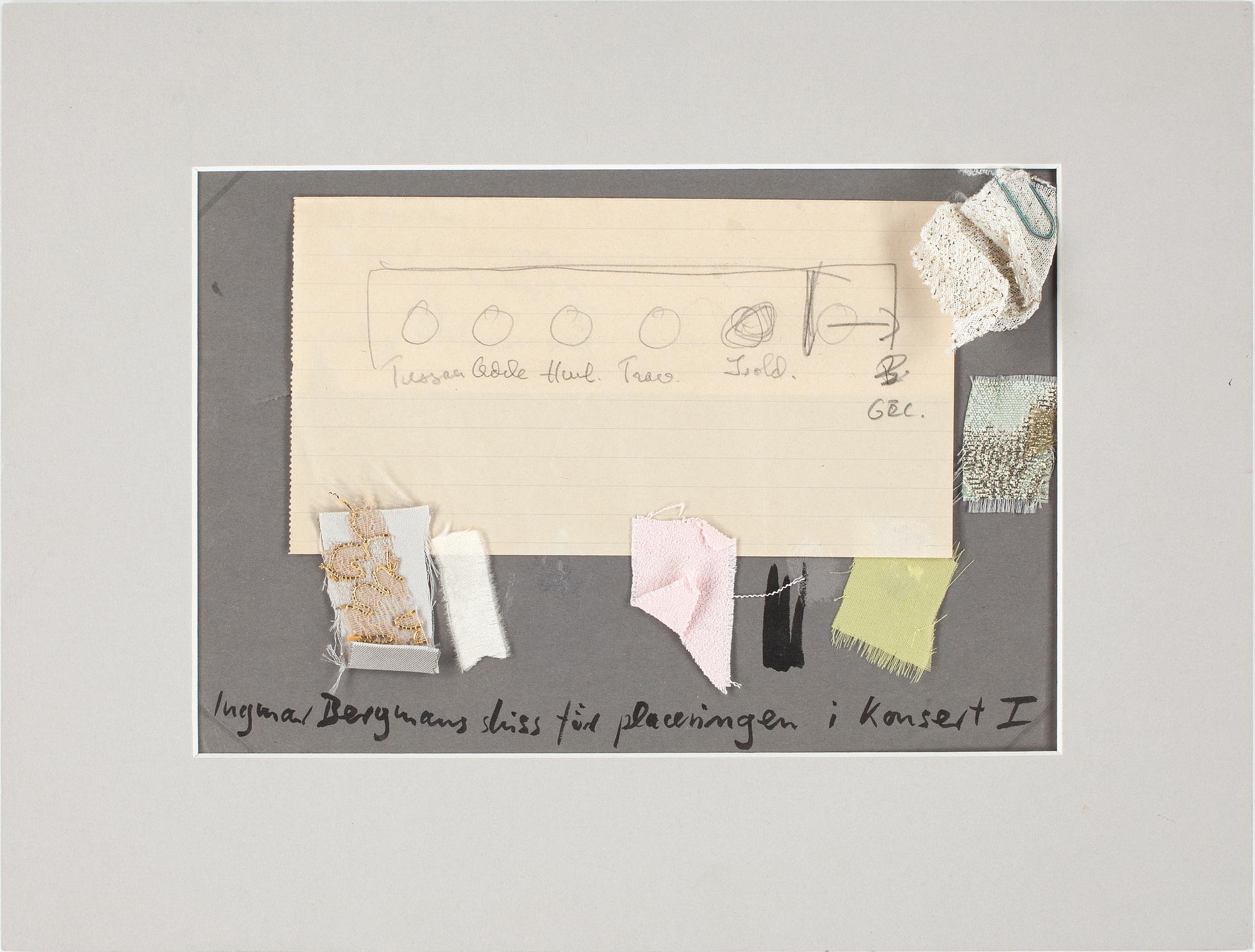 MAX GOLDSTEIN, collage, sign, med INGMAR BERGMAN skiss.