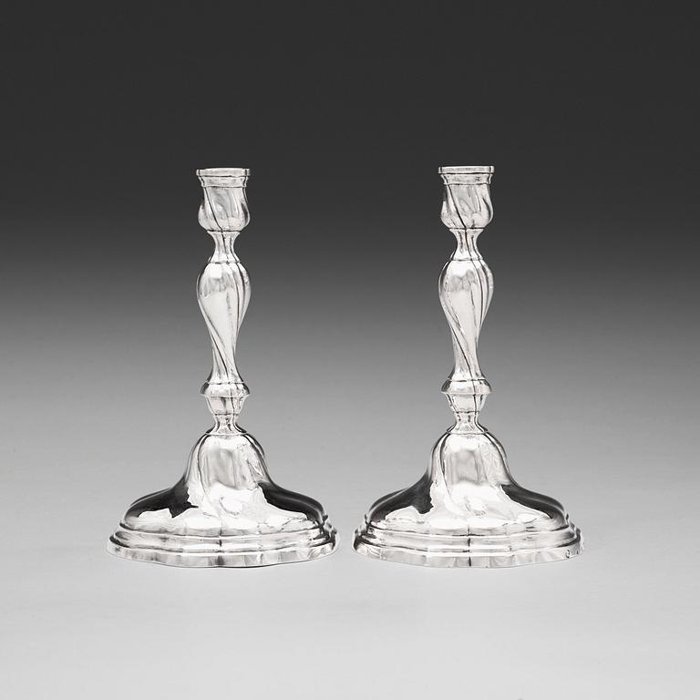 A pair of Baltic 18th century silver candlesticks, marks of Peter Schlyter, Riga 1773.