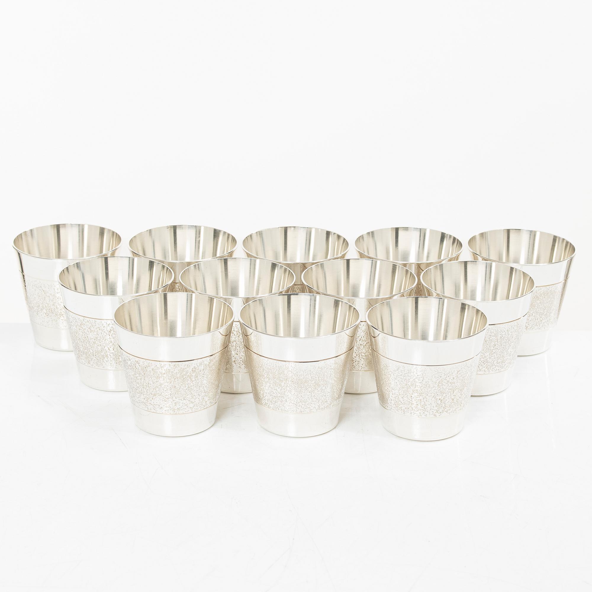 A set of twelve Swedish sterling silver cups, mark of Alton Guldvaru Ab, Falköping 1981.