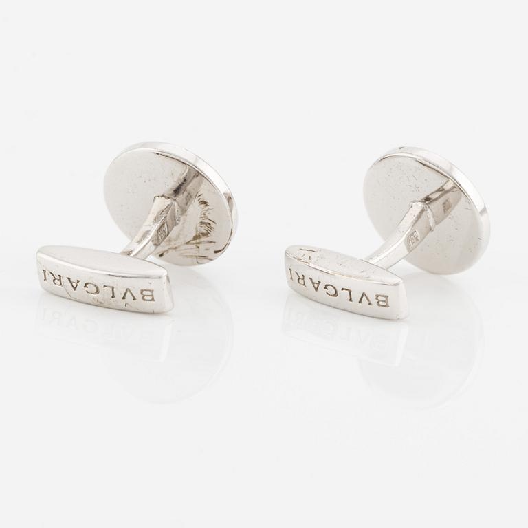 Bulgari, cufflinks, silver with onyx.