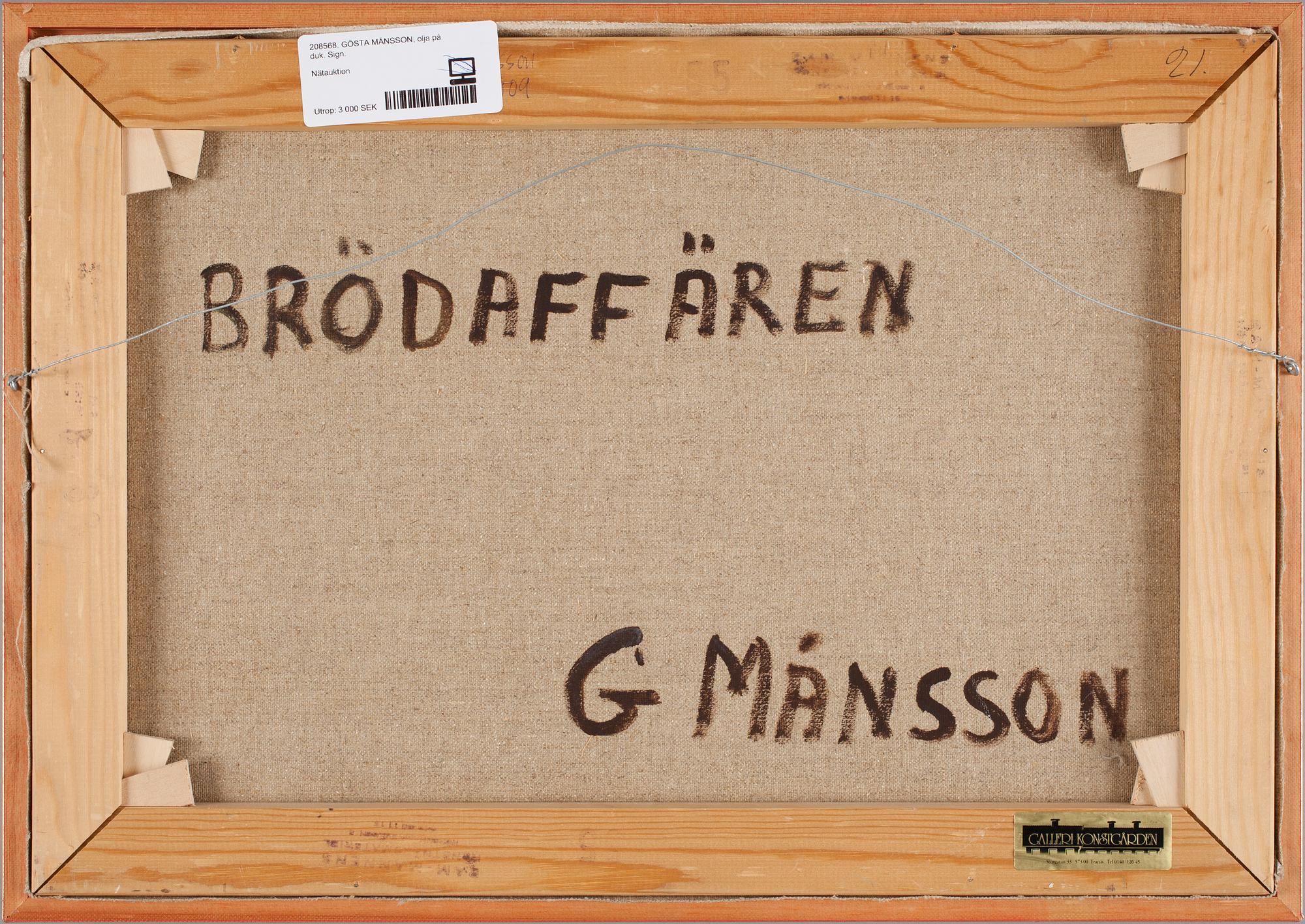 GÖSTA MÅNSSON, olja på duk. Sign.