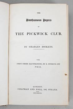 BOK, "The Pickwick Papers" av Charles Dickens, Chapman and Hall, första upplagan London 1837.