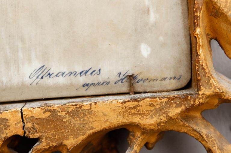 PORSLINSMÅLNING, 1800-tal, med träskuren ram.