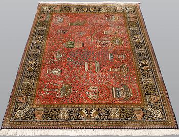 A carpet, Figural Sike Qum ca 157 x 111 cm.