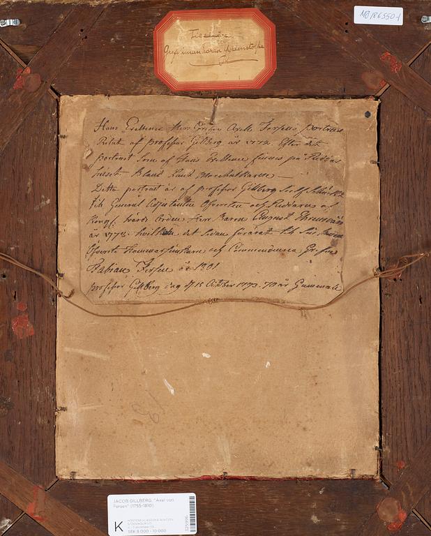 JACOB GILLBERG "Axel von Fersen dä" (1719-1794). Blyertsteckning.