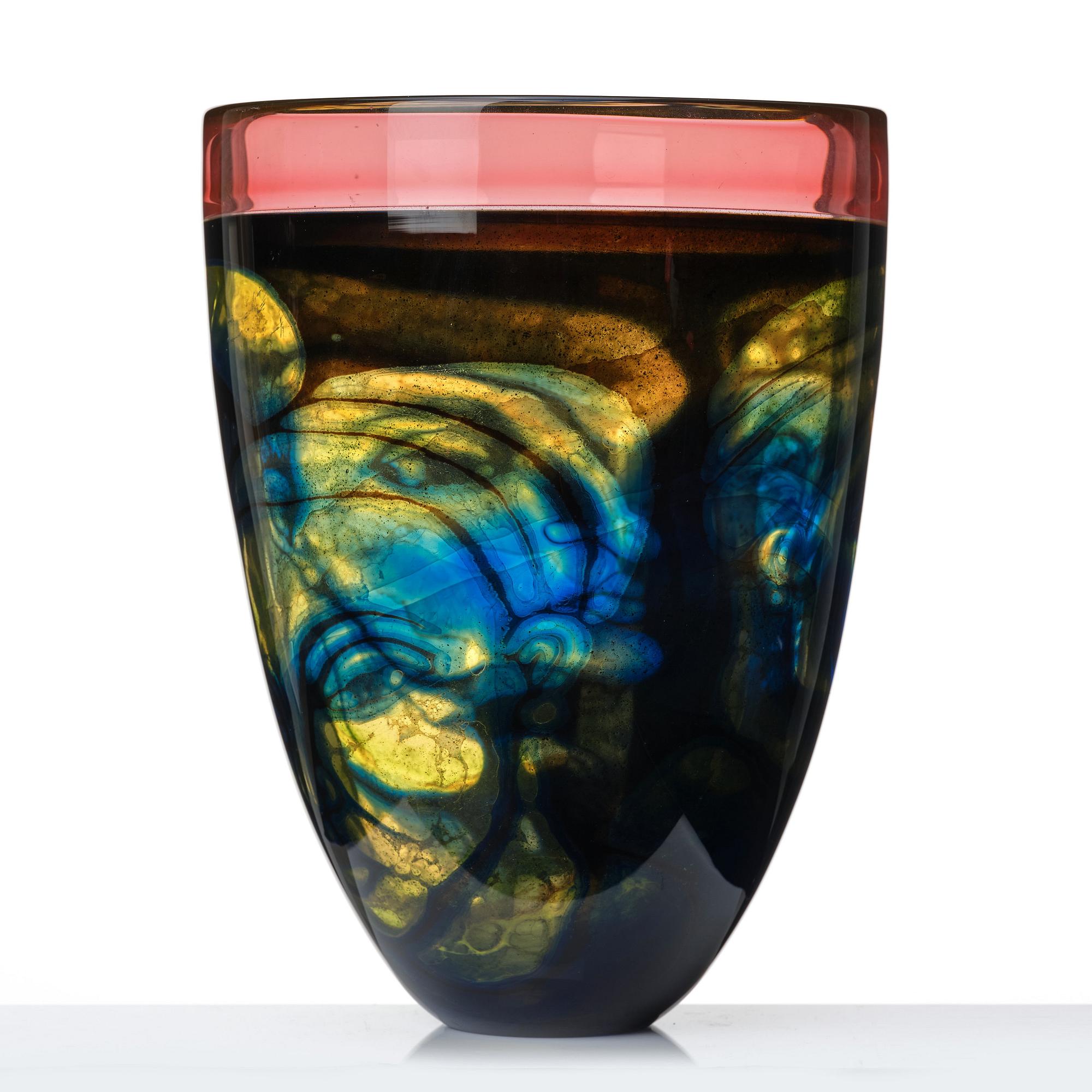 Eva Englund, a 'graal' glass vase, Orrefors, Sweden 1990.