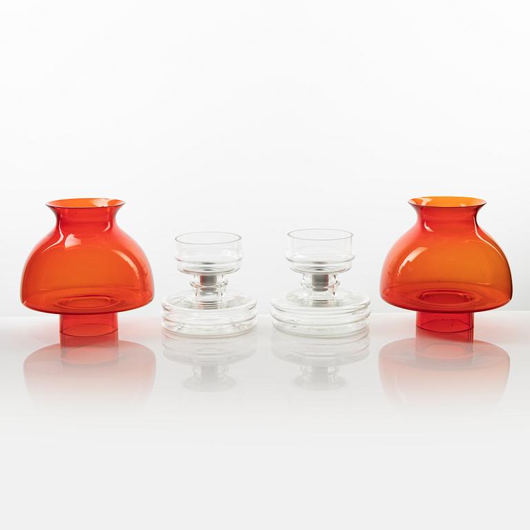 Nanny Still, ljuslyktor, ett par, "Apollo", Riihimäen Lasi, 1970-76.