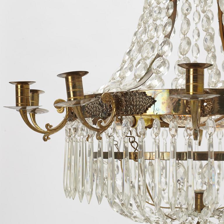 Ljuskrona, för tretton ljus, Senempire, 1830/40-tal.