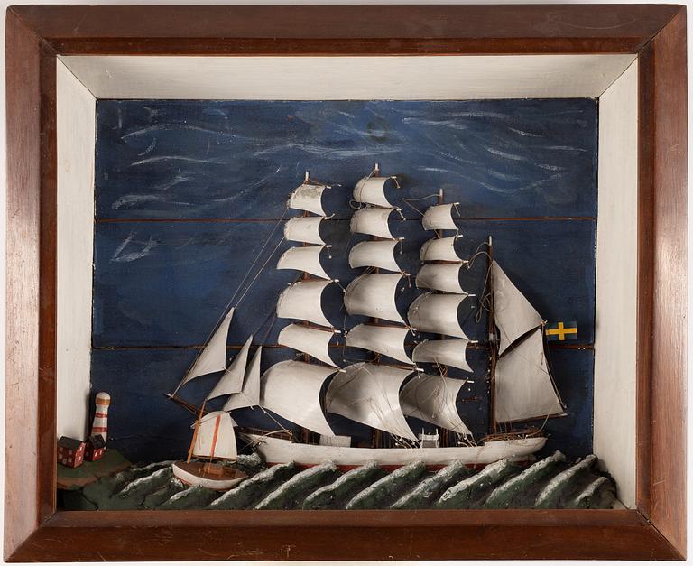 A ship diorama, first half of the 20th Century.