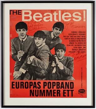 The Beatles, signed concert tour poster, Sweden, 1963.