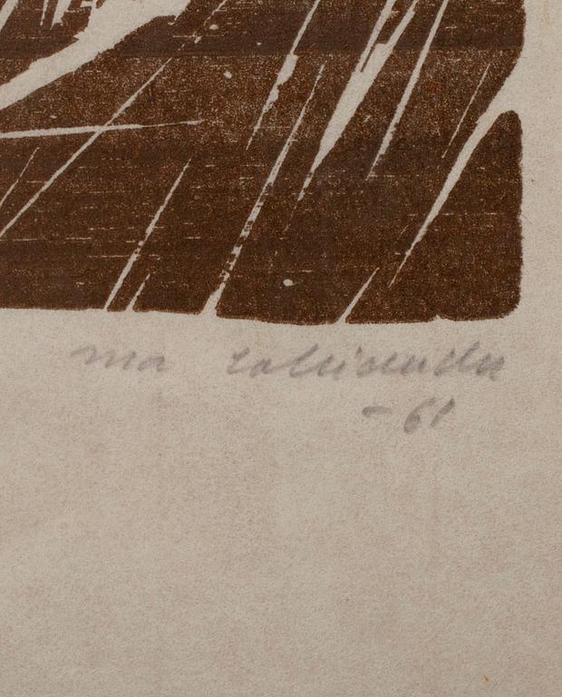 INA COLLIANDER, träsnitt, sign. och dat. -61.