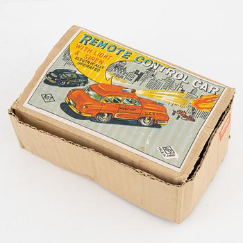 Nine toy cars, mostly Dinky toys.